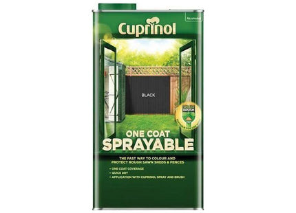 Cuprinol One Coat Sprayable Fence Treatment Black 5 litre Cuprinol - RockBottom Northampton