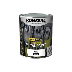Ronseal Direct to Metal Paint White Gloss 750ml Ronseal - RockBottom Nothampton