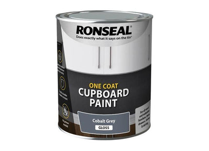 Ronseal One Coat Cupboard Paint Cobalt Grey Gloss 750ml Ronseal - RockBottom Nothampton