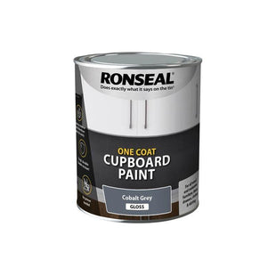 Ronseal One Coat Cupboard Paint Cobalt Grey Gloss 750ml Ronseal - RockBottom Nothampton
