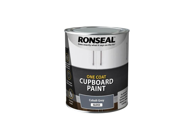 Ronseal One Coat Cupboard Paint Cobalt Grey Gloss 750ml Ronseal - RockBottom Nothampton