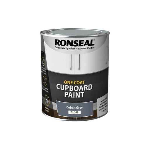 Ronseal One Coat Cupboard Paint Cobalt Grey Gloss 750ml Ronseal - RockBottom Nothampton