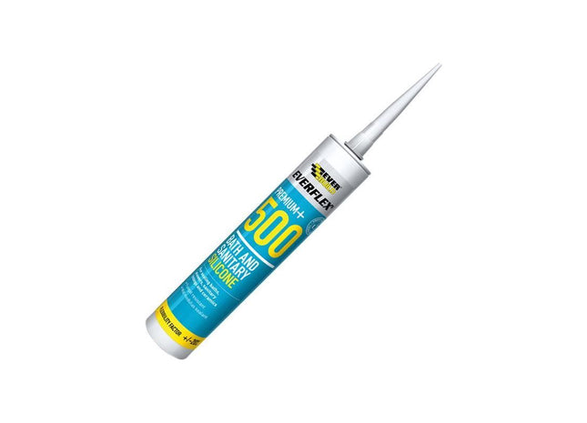 Everbuild Sika 500 Bath & Sanitary Silicone Sealant White 290ml Everbuild Sika - RockBottom Northamptin