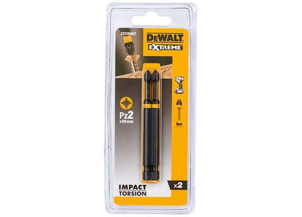 Dewalt Power Tools Extreme Impact Torsion Bits PZ2 x 85mm (Pack 2) DeWALT Power Tools - RockBottom Northampton