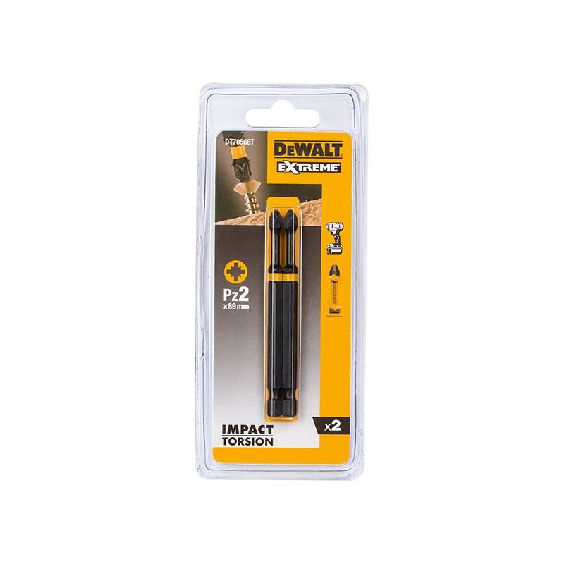 Dewalt Power Tools Extreme Impact Torsion Bits PZ2 x 85mm (Pack 2) DeWALT Power Tools - RockBottom Northampton