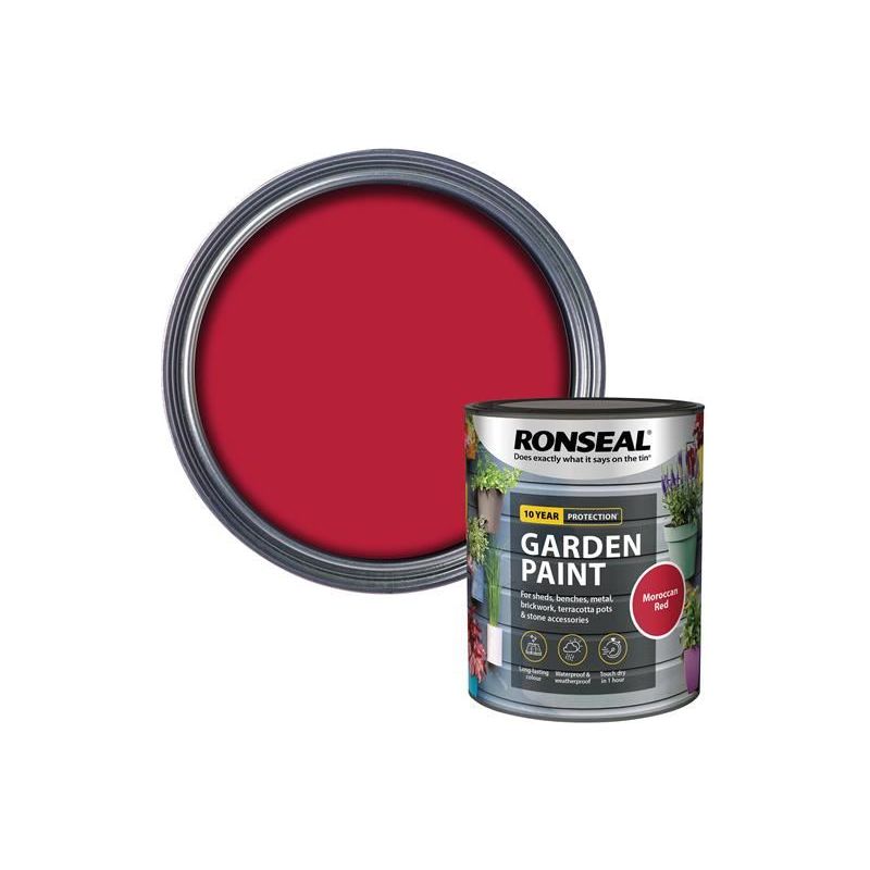 Ronseal Garden Paint Moroccan Red 750ml Ronseal - RockBottom Nothampton