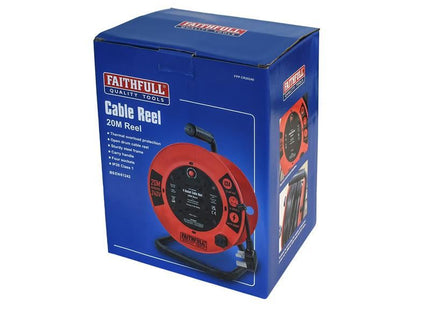 Faithfull Power Plus Open Cable Reel 240V 20m 13A 4 Socket (1.25mm Cable) Faithfull Power Plus - RockBottom Northampton