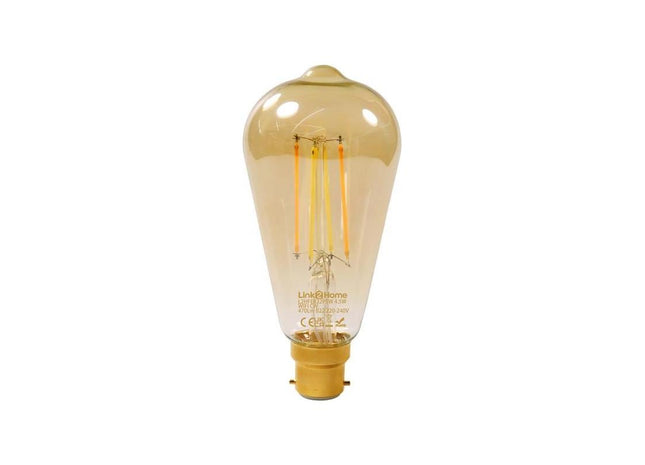 Link2Home Wi-Fi LED BC (B22) Pear Filament Dimmable Bulb, White 470 lm 4.5W Link2Home - RockBottom Northampton