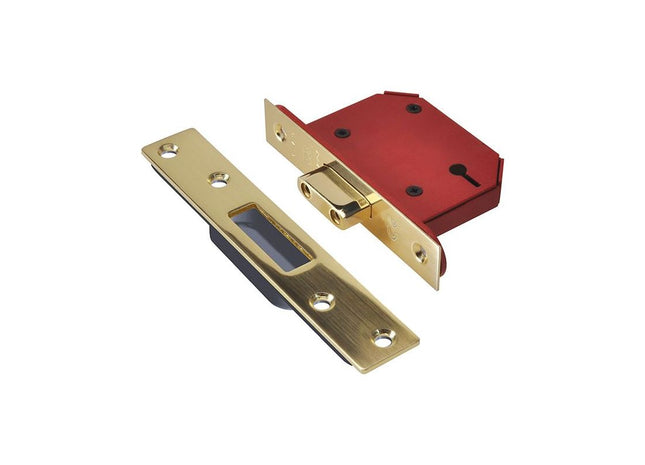 Union StrongBOLT 2103S 3 Lever Mortice Deadlock Polished Brass 68mm 2.5in Visi UNION - RockBottom Northampton