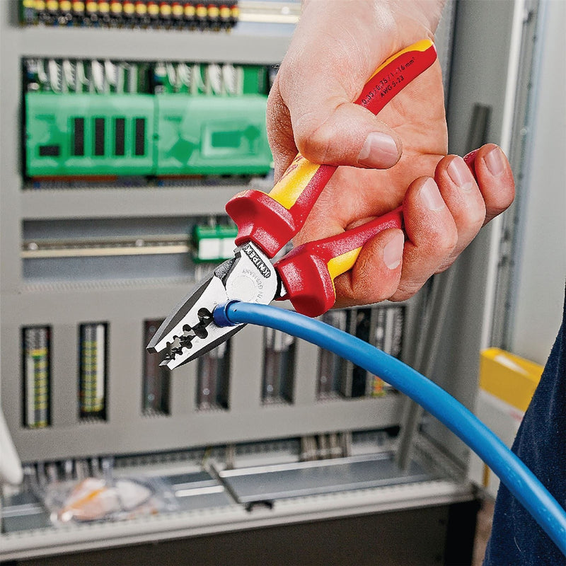 Knipex 97 78 180 SB Crimping Pliers for wire ferrules insulated with multi-component grips, VDE-tested, 180mm Draper - Town Tools