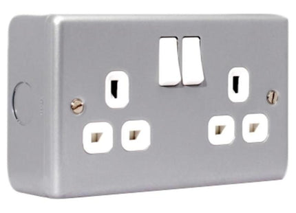 Masterplug Metal Clad Switched Socket 2-Gang 13A Masterplug - RockBottom Northampton