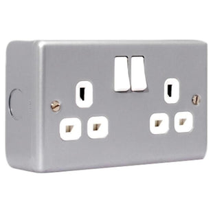 Masterplug Metal Clad Switched Socket 2-Gang 13A Masterplug - RockBottom Northampton