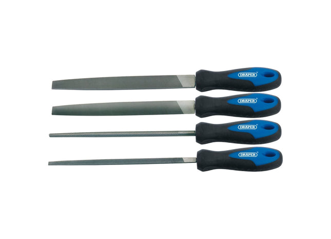 Draper Soft Grip Engineer's File Set, 200mm (4 Piece) 44962 Draper - Town Tools 