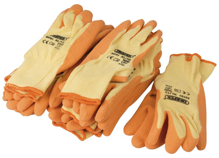 Draper Heavy Duty Latex Coated Work Gloves, Extra Large, Orange (Pack of 10) Draper - Town Tools 