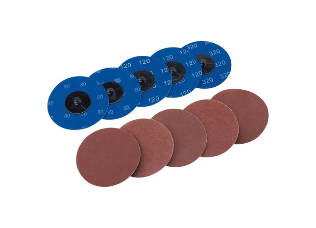 Draper Assorted Aluminium Oxide Sanding Discs, 75mm (Pack of 10) 75621 Draper - Town Tools 