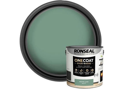 Ronseal One Coat Everywhere Interior Paint Muted Jade Matt 2.5 litre Ronseal - RockBottom Nothampton