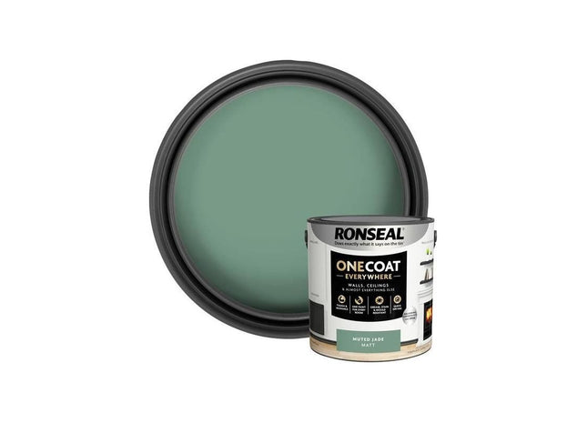 Ronseal One Coat Everywhere Interior Paint Muted Jade Matt 2.5 litre Ronseal - RockBottom Nothampton