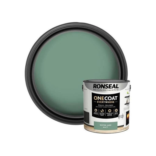 Ronseal One Coat Everywhere Interior Paint Muted Jade Matt 2.5 litre Ronseal - RockBottom Nothampton