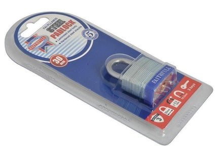 Faithfull Laminated Steel Padlock 30mm 3 Keys Faithfull - RockBottom Northampton