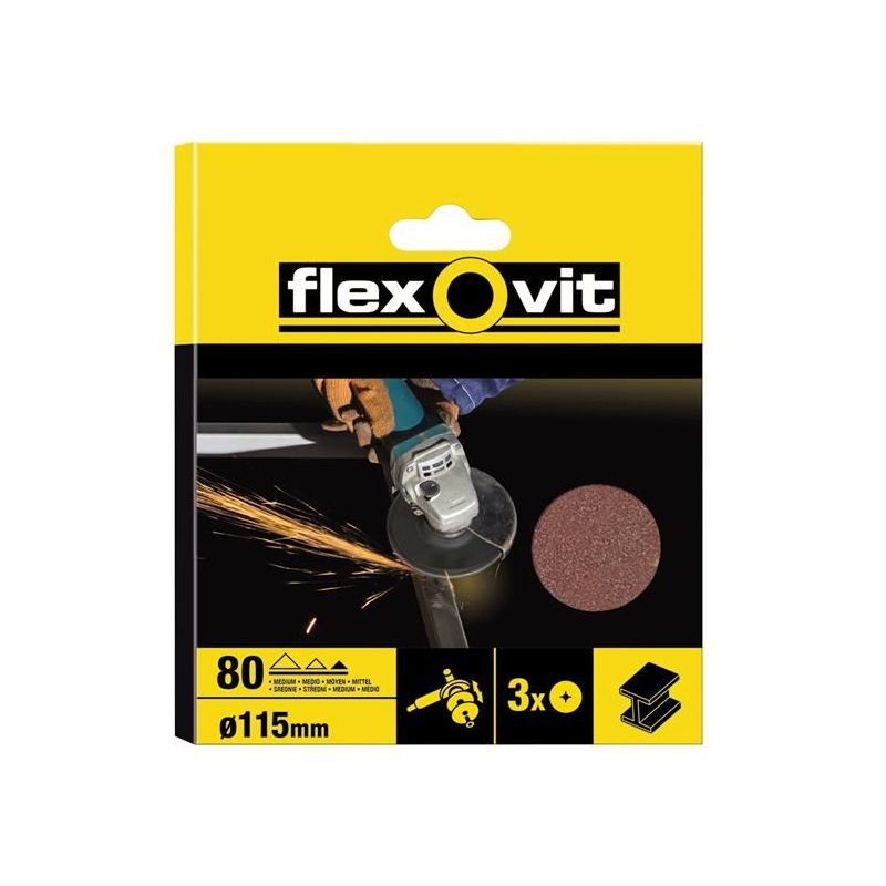 Flexovit Aluminium Oxide Fibre Disc 115mm Fine 80G (Pack 10) Flexovit - RockBottom Northampton