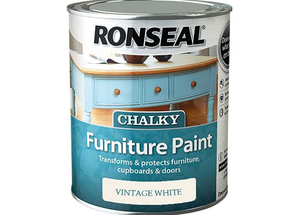 Ronseal Chalky Furniture Paint Vintage White 750ml Ronseal - RockBottom Nothampton