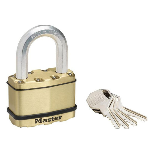 Master Lock Excell™ Brass Finish 64mm Padlock 5-Pin - 38mm Shackle Master Lock - RockBottom Northampton