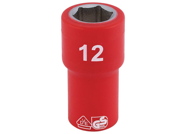 Draper Fully Insulated VDE Socket, 1/4" Sq. Dr., 12mm 31490 Draper - Town Tools 