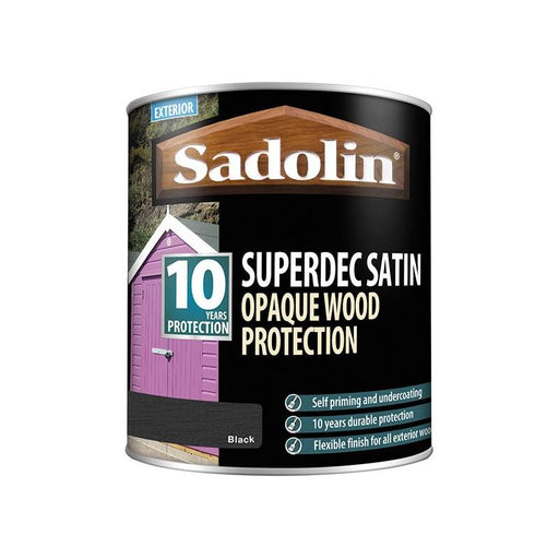 Sadolin Superdec Opaque Wood Protection Black Satin 1 litre Sadolin - RockBottom Nothampton
