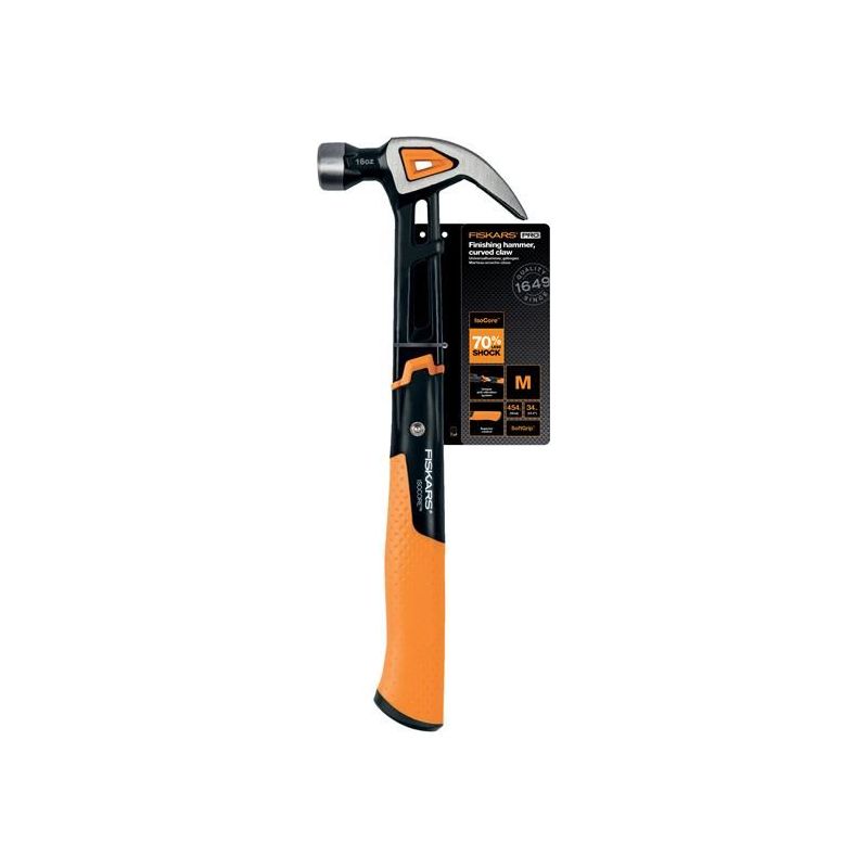 Fiskars IsoCore Curved Finishing Hammer 450g (16oz) Fiskars - RockBottom Northampton