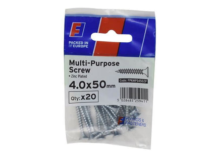 ForgeFix Multi-Purpose Pozi Screw CSK ST ZP 4.0 x 50mm ForgePack 10 ForgeFix - RockBottom Northampton