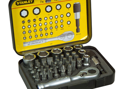 1/4in Drive Ratchet, Bit & Socket Set, 39 Piece