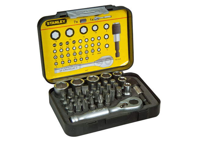 1/4in Drive Ratchet, Bit & Socket Set, 39 Piece