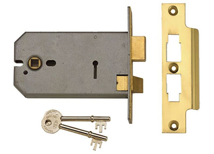 Union 2077-6 3 Lever Horizontal Mortice Lock Polished Brass 149mm UNION - RockBottom Northampton