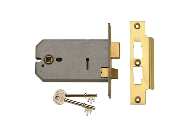 Union 2077-6 3 Lever Horizontal Mortice Lock Polished Brass 149mm UNION - RockBottom Northampton