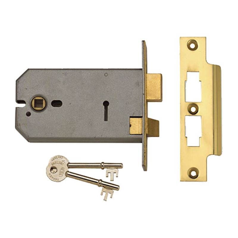 Union 2077-6 3 Lever Horizontal Mortice Lock Polished Brass 149mm UNION - RockBottom Northampton
