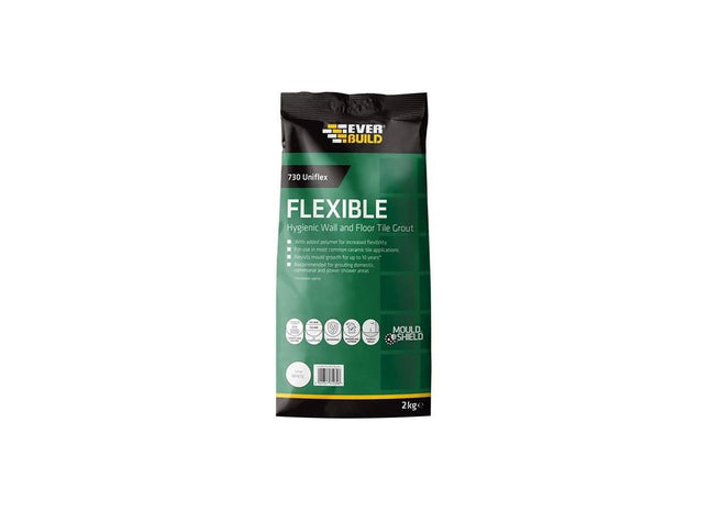 Everbuild Sika 730 Uniflex Hygienic Tile Grout White 2.5kg Everbuild Sika - RockBottom Northamptin