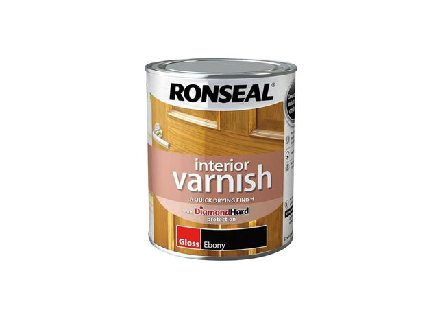 Ronseal Interior Varnish Quick Dry Gloss Ebony 750ml Ronseal - RockBottom Nothampton