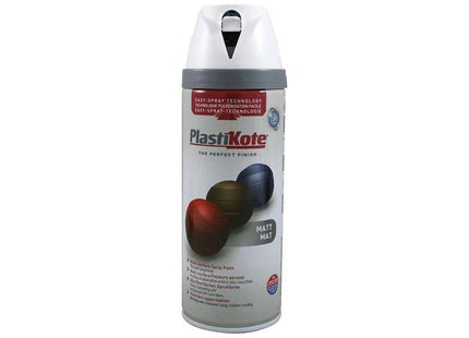 Plastikote Twist & Spray Matt Pure Brilliant White 400ml PlastiKote - RockBottom Nothampton
