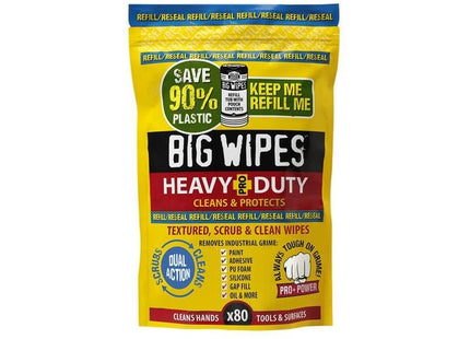Big Wipes Heavy-Duty Pro+ Antiviral Wipes (Refill Pouch 80 Wipes) Big Wipes - RockBottom Northampton