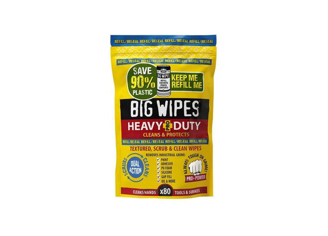 Big Wipes Heavy-Duty Pro+ Antiviral Wipes (Refill Pouch 80 Wipes) Big Wipes - RockBottom Northampton