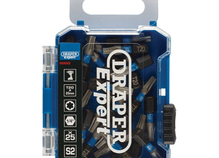 Draper Expert TX-STAR Impact Screwdriver Bits, T20 x 25mm, 1/4" Hex (Pack of 25) Draper - Town Tools 