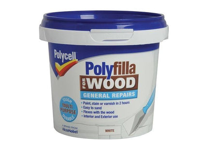 Polycell Polyfilla for Wood General Repairs White Tub 380g Polycell - RockBottom Nothampton
