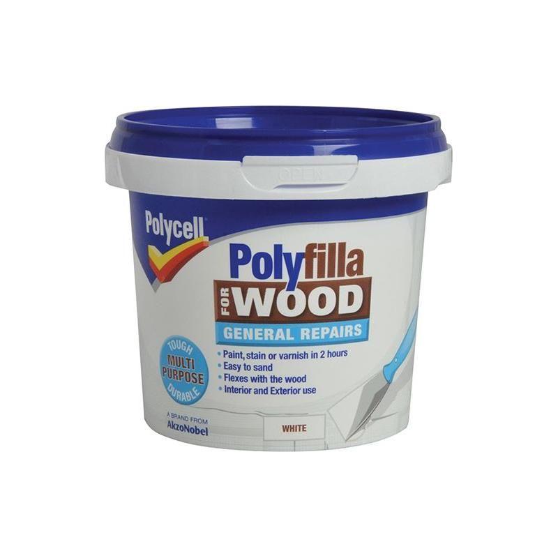 Polycell Polyfilla for Wood General Repairs White Tub 380g Polycell - RockBottom Nothampton