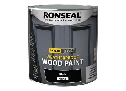 Ronseal 10 Year Weatherproof Wood Paint Black Gloss 2.5 litre Ronseal - RockBottom Nothampton