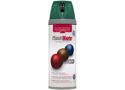 Plastikote Twist & Spray Satin Hunter Green 400ml PlastiKote - RockBottom Nothampton