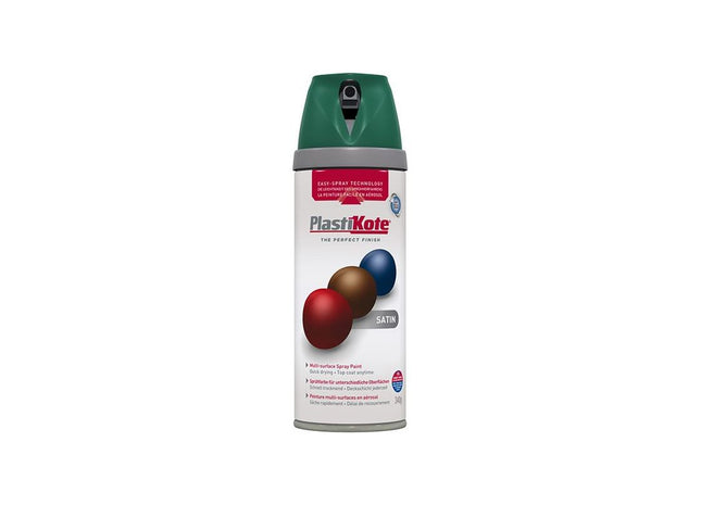 Plastikote Twist & Spray Satin Hunter Green 400ml PlastiKote - RockBottom Nothampton
