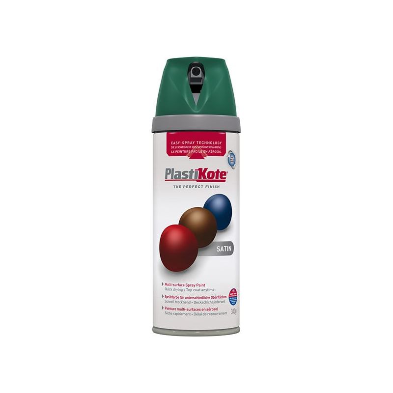Plastikote Twist & Spray Satin Hunter Green 400ml PlastiKote - RockBottom Nothampton