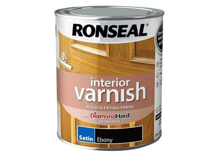 Ronseal Interior Varnish Quick Dry Satin Ebony 750ml Ronseal - RockBottom Nothampton