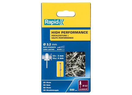 Rapid High Performance Rivets 3.2 x 8mm (Box 500) Rapid - RockBottom Nothampton