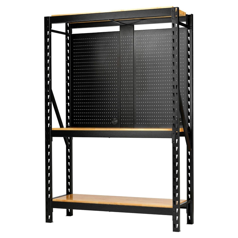 Bunker 17 Piece Modular 3 Tier Racking with Hardwood Shelving and Pegboards, 1500mm Draper - Town Tools